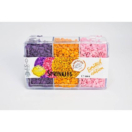 294347 4cake cukrova srdicka fialova ruzova perletova a zlata 120 g