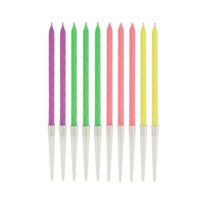 297791 1 dortove svicky s drzatky neon twister 13 5 cm 10 ks