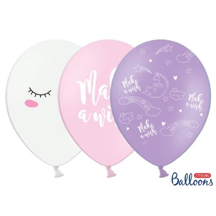 107681 partydeco balonky bile ruzove a fialove unicorn mix 6 ks