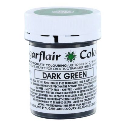 126602 barva do cokolady na bazi kakaoveho masla sugarflair dark green 35 g