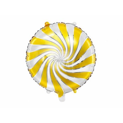 313094 partydeco foliovy balonek zlato bily bonbon 35 cm