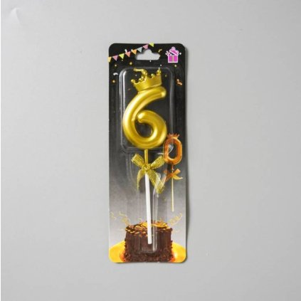 338378 svicka zlata s korunkou cislo 6