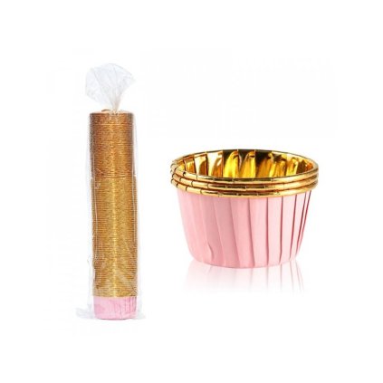 313625 alobalove pevne kosicky na muffiny ruzove se zlatym vnitrkem 50 ks
