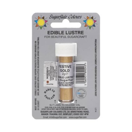 206519 1 jedla prachova perletova barva sugarflair 2 g festive gold bez e171