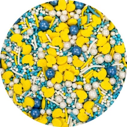 312232 4cake cukrove zdobeni bile zlute a modre fluffy waves 80 g