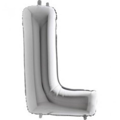 Nafukovací balónek písmeno L stříbrné 102 cm - Grabo