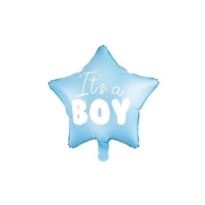 156728 partydeco foliovy balonek modry hvezda it s a boy 48 cm