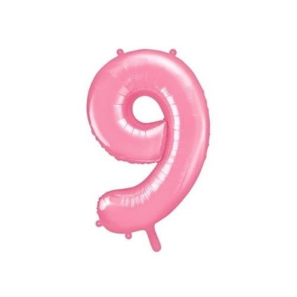 PartyDeco foliový balónek růžový číslo 9 (86 cm) ♡