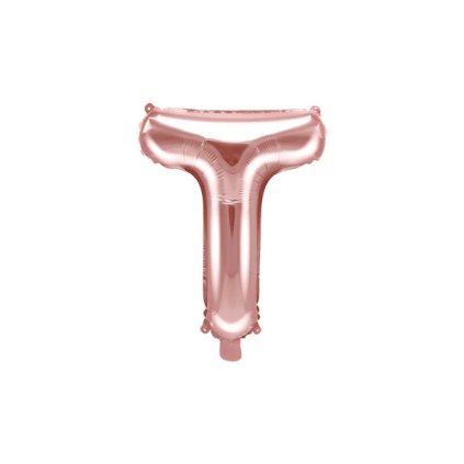171902 partydeco foliovy balonek ruzovo zlaty pismeno t 35 cm