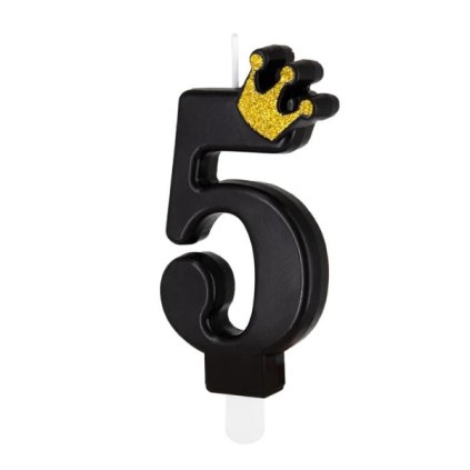 0023305 dortova svicka cislo 5 cerna s korunkou 88 cm 600