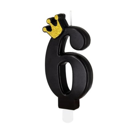 0023304 dortova svicka cislo 6 cerna s korunkou 88 cm 600