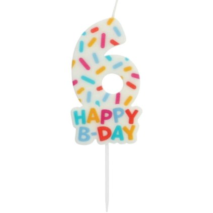 297347 1 dortova svicka cislo 6 happy b day 7 cm