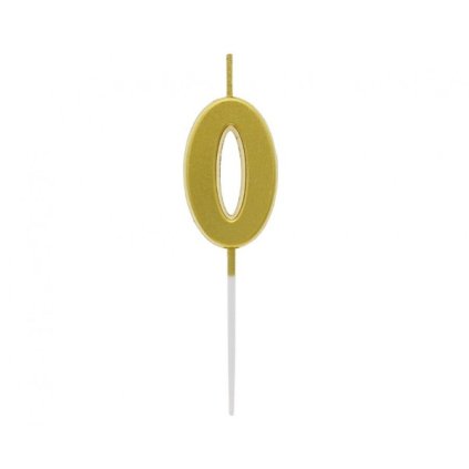 315194 svicka narozeninova cislice 0 metalicka zlata 9 5 x 2 3 cm