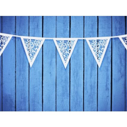 PartyDeco girlanda s praporky bílá perleťová ♡