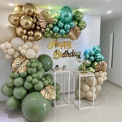 322834 balonkova girlanda zlato zelene 132ks cakesicq