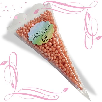 Cukrové zdobící perličky 40 g - oranžová broskvová