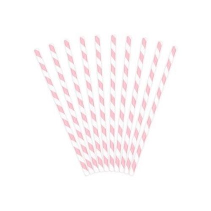 Papírová brčka sv. růžovo-bílá - 10 ks  /BP