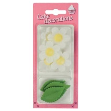 201902 1 dekorace z jedleho papiru pomnenky bile s listky 11 ks