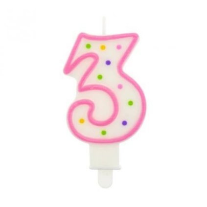 151055 dortova svicka cislo 3 s puntiky 7 5 cm nahodna barva