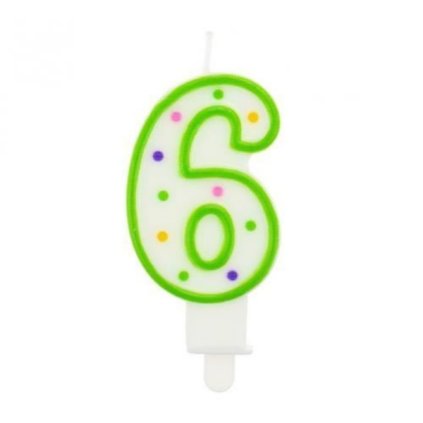 151046 dortova svicka cislo 6 s puntiky 7 5 cm