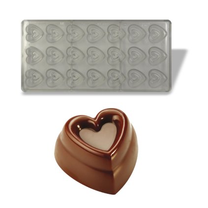 16040 forma na pralinky srdce 10g 3x7 tvaru forma