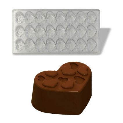 16049 forma na pralinky srdce 10g 3x8 tvaru forma
