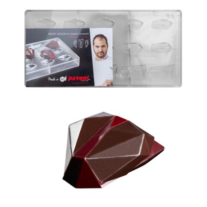 16124 forma na pralinky trojdilne kristalove srdce 14 8g 5x3 ruzne tvary forma