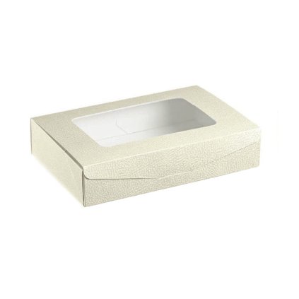 5918 krabice na cukrovi s pruhledem 100x100 v 60mm kuze bila 1 ks krabicka