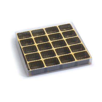 173273 krabicka plast na 20 pralinek zlato hneda 1 krabicka