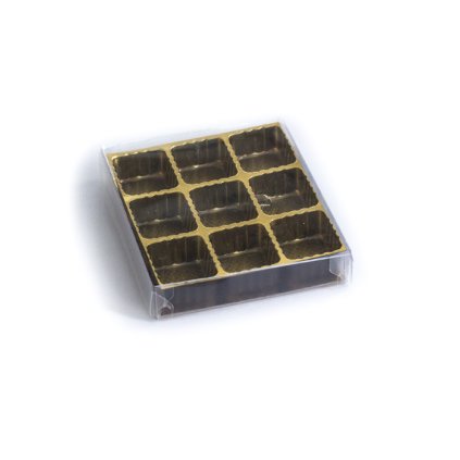 173261 krabicka plast na 9 pralinek zlato hneda 1 krabicka