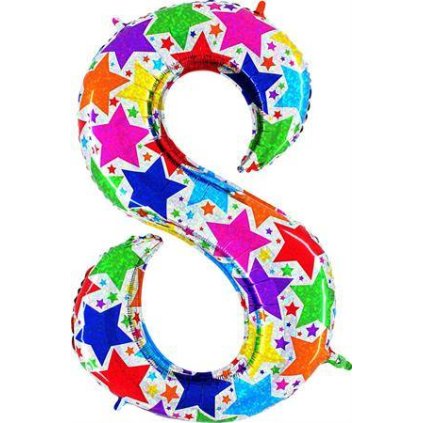 294908 nafukovaci balonek cislo 8 barevne hvezdicky 102cm extra velky grabo