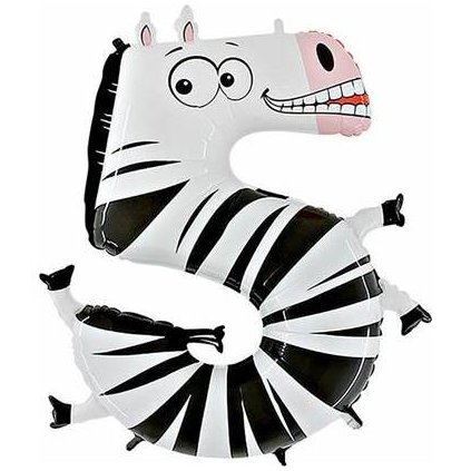 Nafukovací balónek zebra číslo 5 pro děti 102cm - Grabo  | Cukrářské potřeby