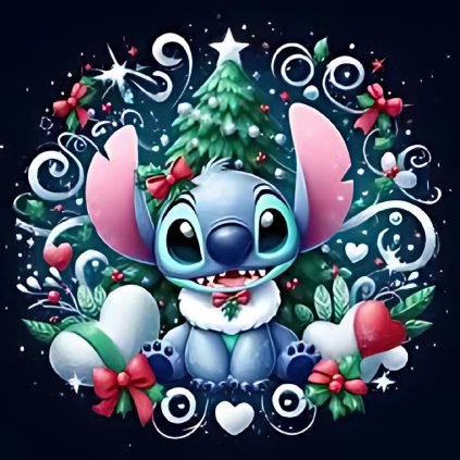 Jedlý papír Lilo & Stitch zima - vánoce 20 cm čtverec