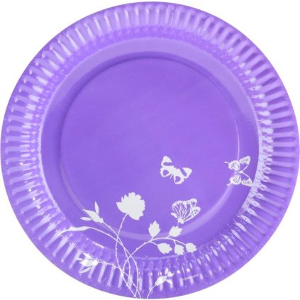 Papírové talířky - fialové léto 23cm 8ks