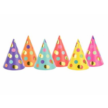 295817 party cepicky barevne s puntiky 6ks 16cm partydeco