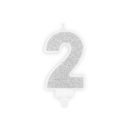 126851 partydeco svicka mala stribrna cislo 2