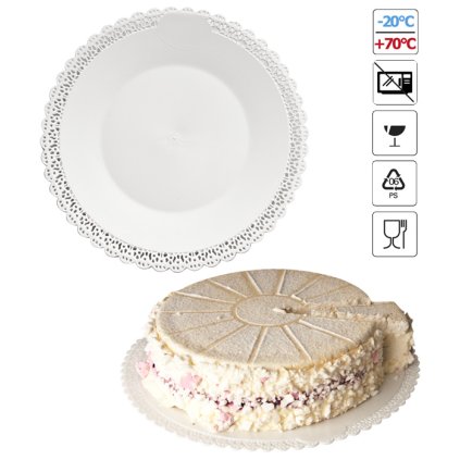 7073 podlozka pod dort s krajkou plast prum 25cm bila 5 kg bal cca55ks