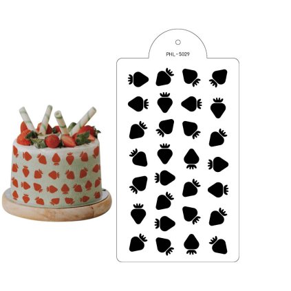 273168 stencil sablona jahody 40x21cm cakesicq
