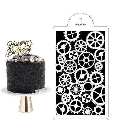 273243 stencil sablona ozubena kola 40x21cm cakesicq