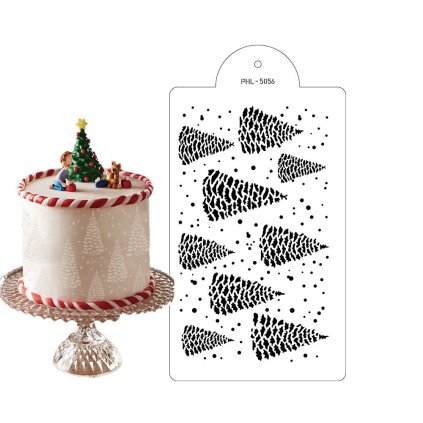 273249 stencil sablona zasnezene stromecky 40x21cm cakesicq