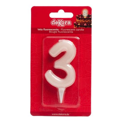 295763 svicka na dort cislo 3 svitici ve tme 6cm dekora