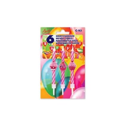 125318 1 svicky na dort 6ks ruzove s cupcaky alvarak