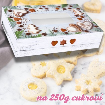 Vánoční pevná krabička na 250g cukroví 22 x 15 x 5 cm