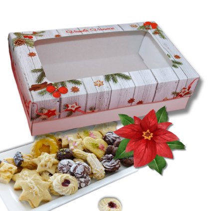 🎄 5 ks 🎄 Vánoční krabice na cukroví 25 x 15 x 7 cm na 1  kg s potiskem