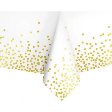 342404 ubrus bily se zlatymi konfetami 274x137cm party pal