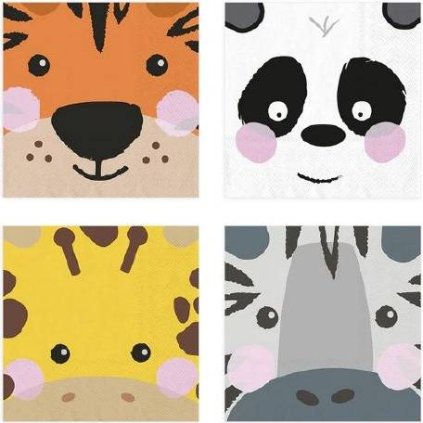 342425 papirove ubrousky zviratka 20ks 33x33cm party pal