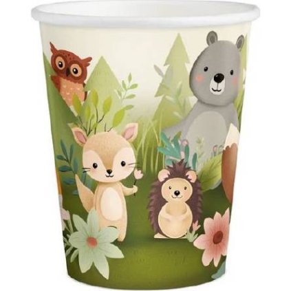 342458 papirove kelimky lesni zviratka 220ml 6ks party pal