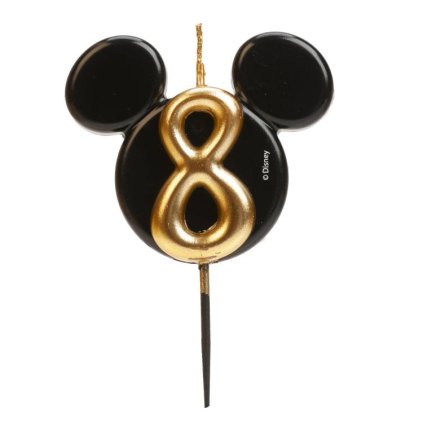 Dekora svíčka Mickey černo-zlatá číslo 8 ♡