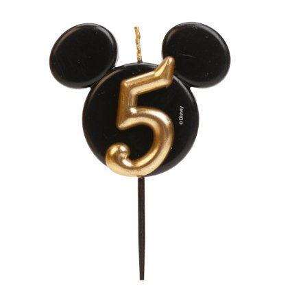 Dekora svíčka Mickey černo-zlatá číslo 5 ♡