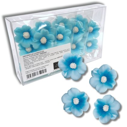Luxusní modré 4 cm cukrové květy - Prémiové, 20 ks